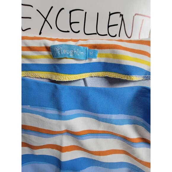 J.McLaughlin Womens Colorful Striped Boat Neck 3/4 Sleeve Top Medium Stretch - Picture 3 of 8